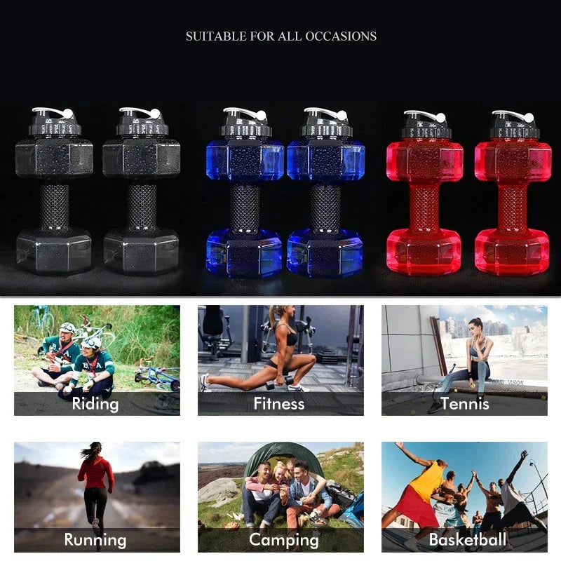 Dumbbell Hammer Water Bottle High Capacity 2 Liters Gym Weightlifting Sports Bottle Creative Space Cup Water Bottle for Men