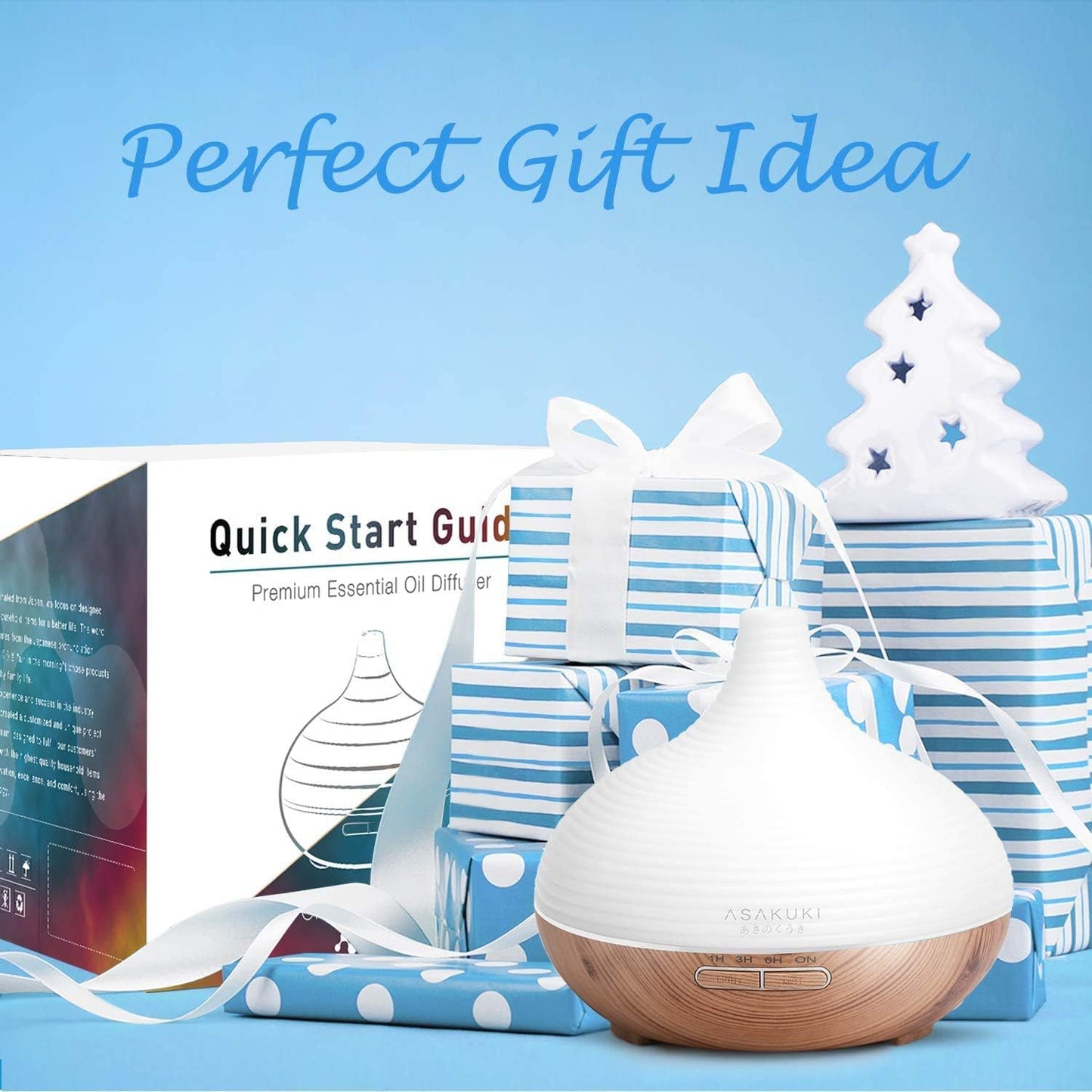 300ML Premium, Essential Oil Diffuser, Quiet 5-In-1 Humidifier, Natural Home Fragrance Diffuser with 7 LED Color Changing Light and Easy to Use