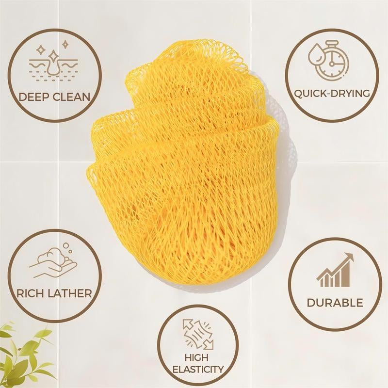 African Exfoliating Net Sponge for Bathing, Skin Friendly and Dries Quickly Lightweight Shower Net, Soft Cleansing Soap Saving Scrubbing Exfoliating Bath Sponge